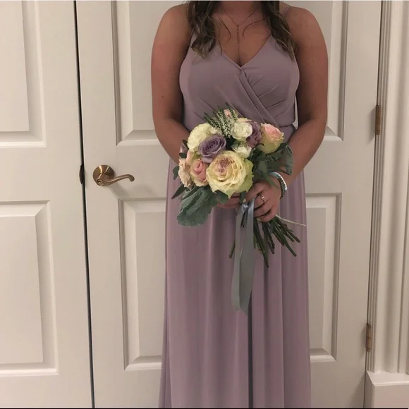 mauve bridesmaid dresses david's bridal A-Line V-Neck Pearl Pink Lace Bridesmaid Prom Homecoming Dress BD053   Tirdress
